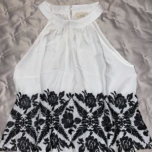 White with Black Lace Halter Top Blouse